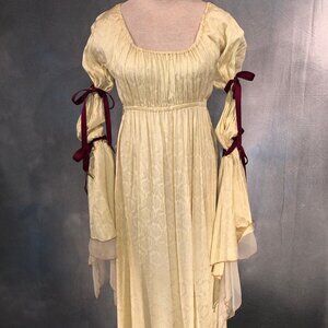 Fantasy Gold Medieval Gown Wedding Dress with Bodice Angel Costume